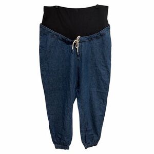 GAP Women’s Denim Maternity Joggers with Draw String Full Panel XL Cotton